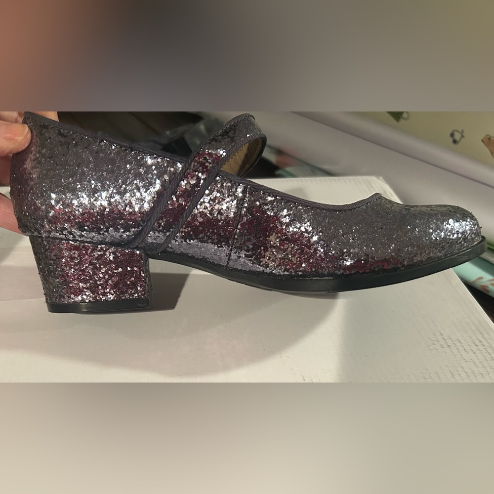 Old Navy Glittery Silver/Puce Buckle Flats